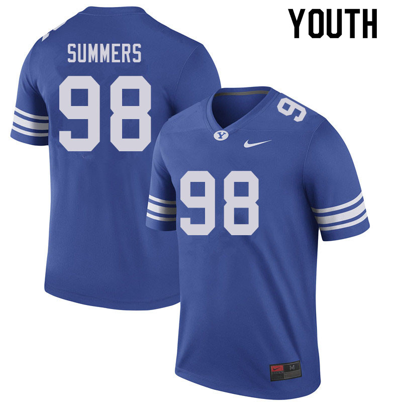 Youth #98 Gabe Summers BYU Cougars College Football Jerseys Sale-Royal